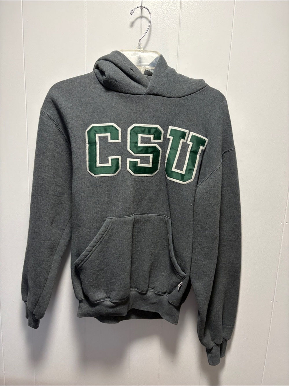 Colorado State Russell Athletic Grey Hoodie with Green CSU Letters